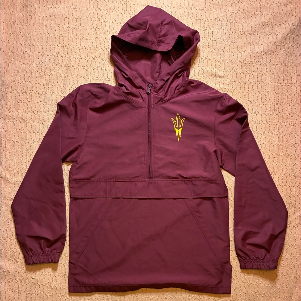 CSA Arizona State Sun Devils Windbreaker Jacket Mens Small-Burgundy Quarter Zip